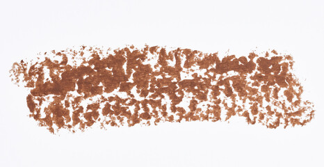 Brown thick lipstick swatches on isolated background