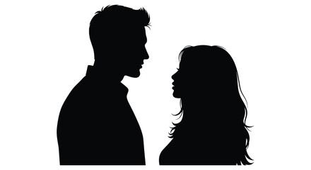 A couple facing each other in profile a striking representation in black silhouette © ArtBySalea07