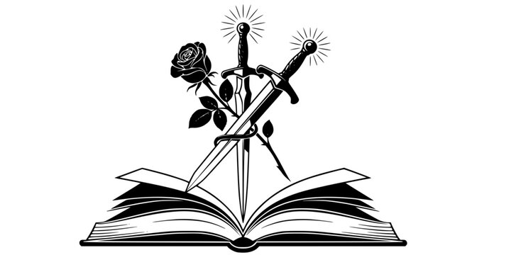 Romantasy Fiction Genre Symbol Vector Silhouette