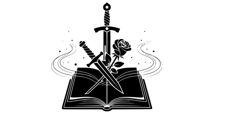 Romantasy Fiction Genre Symbol Vector Silhouette