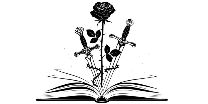 Romantasy Fiction Genre Symbol Vector Silhouette