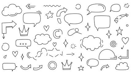 Fototapeta premium Hand Drawn Doodle Elements Vector Illustration Set