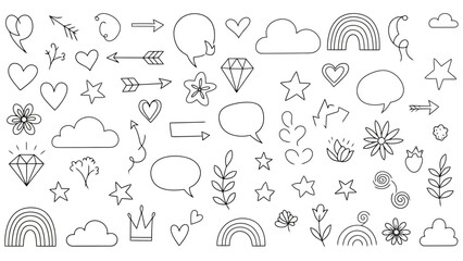 Hand Drawn Doodle Elements Vector Illustration Set