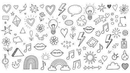 Fototapeta premium Hand Drawn Doodle Elements Vector Illustration Set