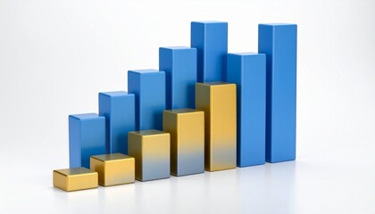 3D Bar Chart with Highlighted Gold Column Symbolizing Data Trends and Editorial Styling for Business and Analytics Use