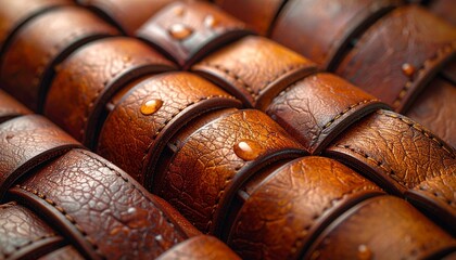 Woven Leather Pattern in Rich Brown Tones Symbolizing Craftsmanship and Editorial Styling for Fashion and Design Use