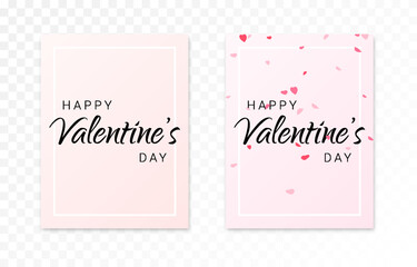 A set of Valentine's Day cards. Festive cards with hearts. Pink cards PNG.