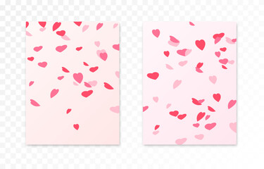 A set of Valentine's Day cards. Festive cards with hearts. Pink cards PNG.
