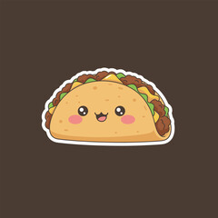 Adorable Cartoon Taco Character with Smiling Face and Rosy Cheeks.