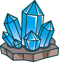Illustration of a mystical blue crystal cluster