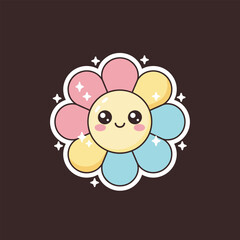 Cute Kawaii Flower with Pastel Petals and Sparkling Accents.