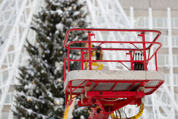 They carve figures from ice. Preparing for the New Year holiday.