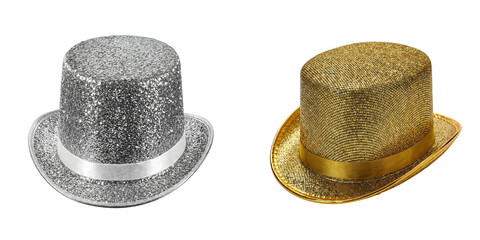 Glittering Gold and Silver Top Hats for Celebration © md