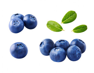 Ripe Blueberries and Leaves Against a Dark Void