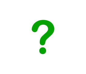 green question mark icon on white background symbolizing inquiry, uncertainty, help, or support in digital interfaces