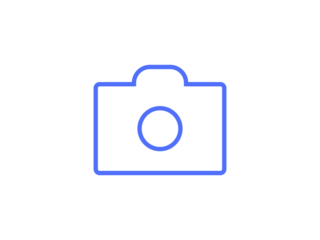 blue outline camera icon for photography studio digital capture social media upload or photo gallery symbol