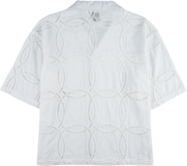 White lace trimmed blouse