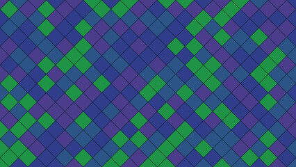 Geometric pattern of interlocking diamonds in shades of blue, green, and purple