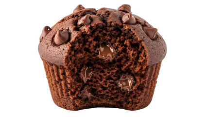 Half-eaten chocolate muffin