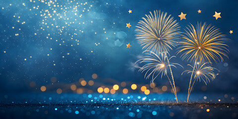 Fireworks Celebration over Water at Night