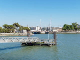 La Rochelle in Charente-Maritime - Inter-island ferry terminal at the end of the Old Port with a view of the Gabut lifting bridge and the Aquarium, Quai Louis Prunier
