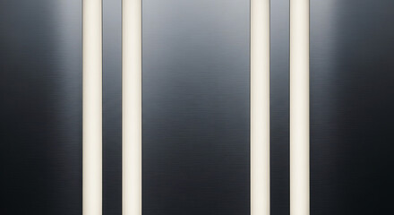 Close-up of four white cylindrical bars against a dark background with gradient lighting effects.