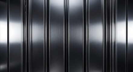 Close-up of a metallic surface with a series of vertical ridges and reflective highlights in a dark, industrial setting.