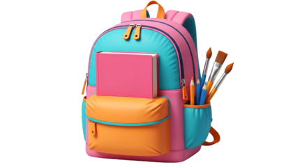 Colorful Backpack with Art Supplies