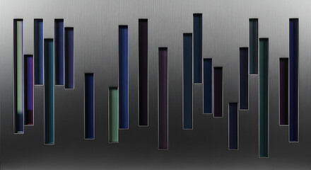 A graphic representation of colorful bars of varying heights against a gradient background transitioning from light gray to dark gray.