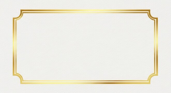 Elegant golden ornate decorative frame with rounded corners isolated on white background