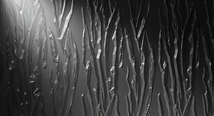 Close-up of a dark textured surface with a wavy pattern illuminated by a light source from the top left corner.