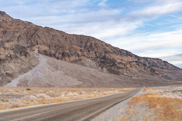 Alluvial fan from Grapevine Mountains(Amargosa Range). Scotty's Castle Road( North Highway), Death Valley National Park, Inyo County, California. Mojave Desert. 
