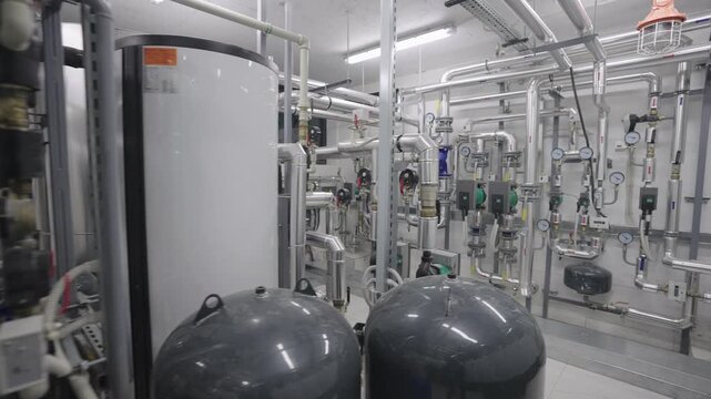 Clean, modern boiler room. Perfectly executed installation.  