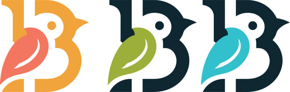 B shape bird icon logo