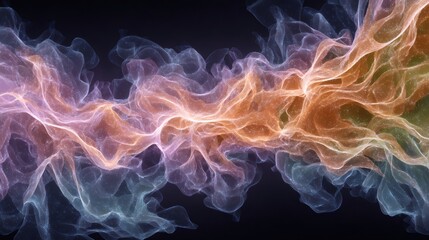 Glowing energy particles forming abstract light wave pattern