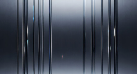 Close-up of a dark metallic surface with vertical lines and a blurred background with a gradient effect.