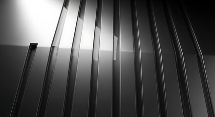 Close-up of curved metal bars with a dramatic light gradient in the background.