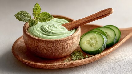 Cucumber and mint green cream for natural skincare