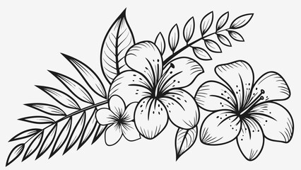 Elegant floral design with plumeria flowers and leaves