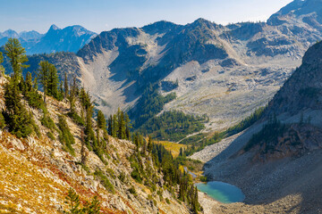 Scenic Mountain Range and Glacier Lakes View from Maple Loop Trail