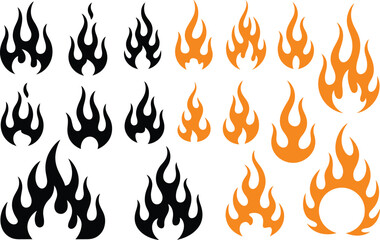  Flame Icon Set &ndash; Bold Silhouettes of Fire for Dynamic Design
