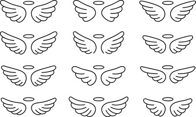 Angel Wings & Halos Icon Set &ndash; Symbolic Collection of Grace, Divinity, and Protection