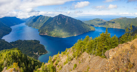 Panoramic View of Lake Crescent from Mount Storm King