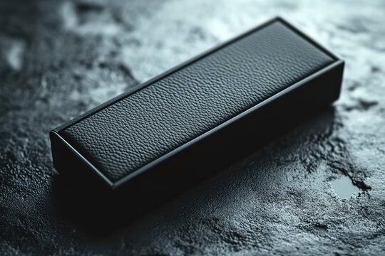 Black leather watch box luxury modern design textured surface elegant packaging gift case rectangle accessory storage