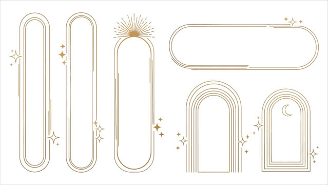 Cute minimal y2k aesthetic decorative frames with sparkles