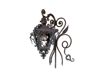 Vintage wall street lamp adapted to modern lamps isolated on white background