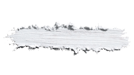 Abstract white paint brush stroke with rough edges and texture, artistic doodle element, isolated on a white background