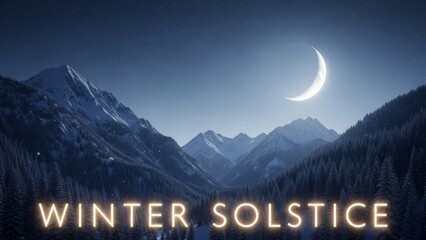 Winter Solstice Moonlight Over Snowy Mountains