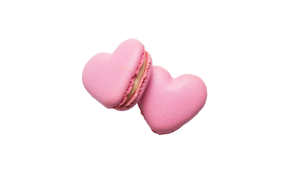Valentine day heart shaped pink macarons perfect for celebrating love and affection on this special occasion png with transparency