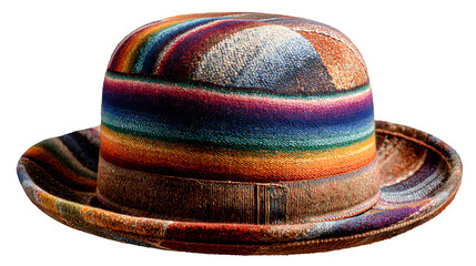Bolivian bowler hat traditionally worn by cholitas, isolated on a white background